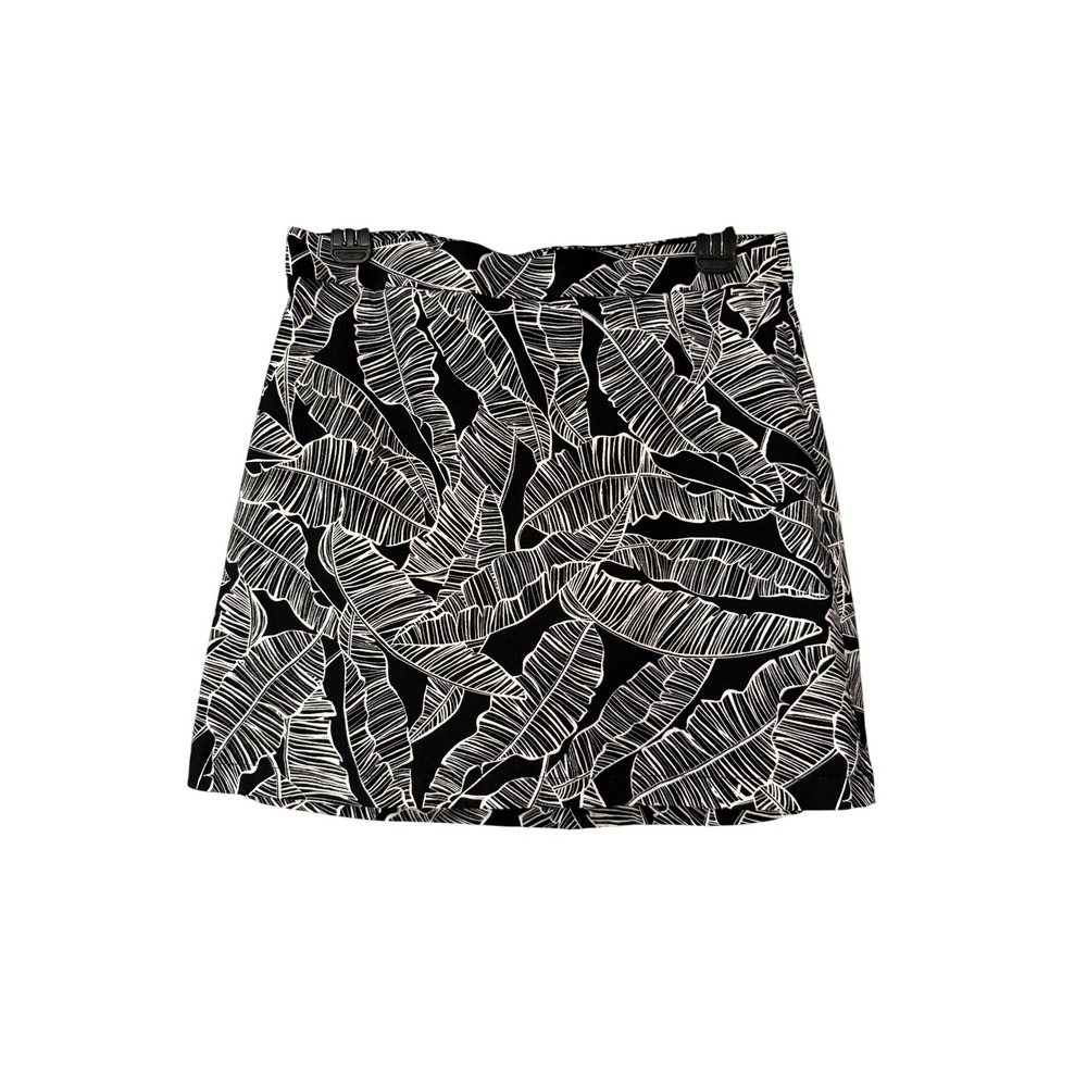 Rafaella Womens Black White Tropical Leaf Print Skort Size S/CH